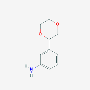 molecular formula C10H13NO2 B11712803 3-(1,4-Dioxan-2-yl)aniline 