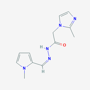 molecular formula C12H15N5O B11712844 2-(2-methyl-1H-imidazol-1-yl)-N'-[(E)-(1-methyl-1H-pyrrol-2-yl)methylidene]acetohydrazide 