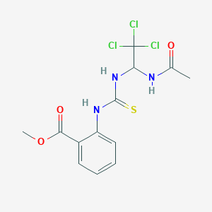 molecular formula C13H14Cl3N3O3S B11712876 Methyl 2-({[1-(acetylamino)-2,2,2-trichloroethyl]carbamothioyl}amino)benzoate 