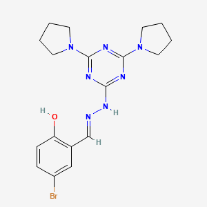 4-bromo-2-[(E)-{2-[4,6-di(pyrrolidin-1-yl)-1,3,5-triazin-2-yl]hydrazinylidene}methyl]phenol