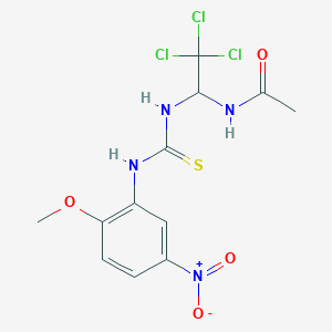 N-(2,2,2-Trichloro-1-(3-(2-methoxy-5-nitro-phenyl)-thioureido)-ethyl)-acetamide