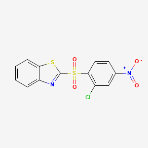 molecular formula C13H7ClN2O4S2 B11713031 2-[(2-Chloro-4-nitrophenyl)sulfonyl]-1,3-benzothiazole 