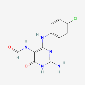 molecular formula C11H10ClN5O2 B11713050 2-Amino-4-(4-chloroanilino)-6-oxo-1,6-dihydro-5-pyrimidinylformamide 