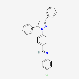 molecular formula C28H22ClN3 B11713112 4-chloro-N-{(E)-[4-(3,5-diphenyl-4,5-dihydro-1H-pyrazol-1-yl)phenyl]methylidene}aniline 