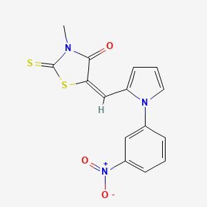 molecular formula C15H11N3O3S2 B11713188 (5E)-3-methyl-5-{[1-(3-nitrophenyl)-1H-pyrrol-2-yl]methylidene}-2-thioxo-1,3-thiazolidin-4-one 