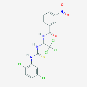 molecular formula C16H11Cl5N4O3S B11713203 3-nitro-N-(2,2,2-trichloro-1-{[(2,5-dichlorophenyl)carbamothioyl]amino}ethyl)benzamide 