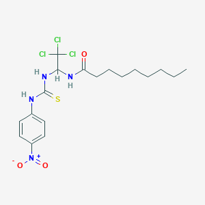 molecular formula C18H25Cl3N4O3S B11713206 N-(2,2,2-Trichloro-1-{[(4-nitrophenyl)carbamothioyl]amino}ethyl)nonanamide 