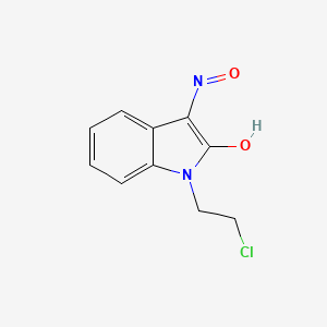 molecular formula C10H9ClN2O2 B11713231 (3E)-1-(2-chloroethyl)-3-(hydroxyimino)-1,3-dihydro-2H-indol-2-one 