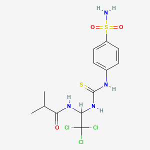 molecular formula C13H17Cl3N4O3S2 B11713240 2-methyl-N-(2,2,2-trichloro-1-{[(4-sulfamoylphenyl)carbamothioyl]amino}ethyl)propanamide 