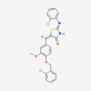 molecular formula C24H18Cl2N2O3S B11713279 (5E)-2-(2-chloroanilino)-5-[[4-[(2-chlorophenyl)methoxy]-3-methoxyphenyl]methylidene]-1,3-thiazol-4-one 