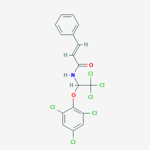 molecular formula C17H11Cl6NO2 B11713362 (2E)-3-phenyl-N-[2,2,2-trichloro-1-(2,4,6-trichlorophenoxy)ethyl]prop-2-enamide 