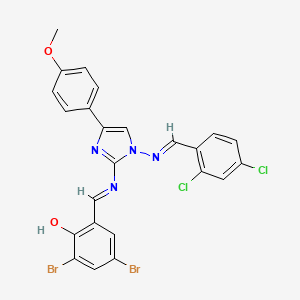 molecular formula C24H16Br2Cl2N4O2 B11713418 2,4-dibromo-6-[(E)-{[1-{[(E)-(2,4-dichlorophenyl)methylidene]amino}-4-(4-methoxyphenyl)-1H-imidazol-2-yl]imino}methyl]phenol 