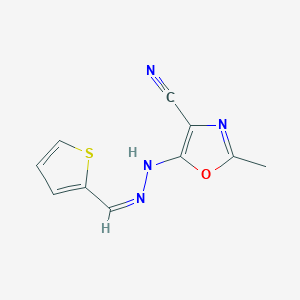 2-methyl-5-[(2E)-2-[(thiophen-2-yl)methylidene]hydrazin-1-yl]-1,3-oxazole-4-carbonitrile