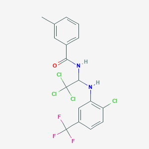 molecular formula C17H13Cl4F3N2O B11713456 3-methyl-N-(2,2,2-trichloro-1-{[2-chloro-5-(trifluoromethyl)phenyl]amino}ethyl)benzamide 