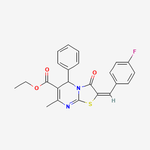 ethyl (2E)-2-(4-fluorobenzylidene)-7-methyl-3-oxo-5-phenyl-2,3-dihydro-5H-[1,3]thiazolo[3,2-a]pyrimidine-6-carboxylate