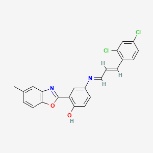 4-{[(1E,2E)-3-(2,4-dichlorophenyl)prop-2-en-1-ylidene]amino}-2-(5-methyl-1,3-benzoxazol-2-yl)phenol