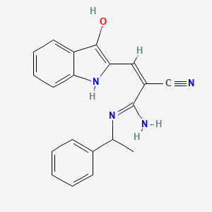 2-Propenenitrile, 3-amino-2-((1,3-dihydro-3-oxo-2H-indol-2-ylidene)methyl)-3-((1-phenylethyl)amino)-