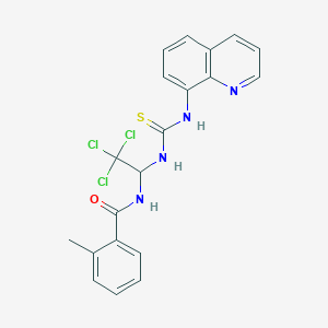 molecular formula C20H17Cl3N4OS B11713613 2-ME-N-(2,2,2-Trichloro-1-(((8-quinolinylamino)carbothioyl)amino)ethyl)benzamide 