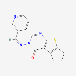 molecular formula C15H12N4OS B11713627 11-[(Z)-pyridin-3-ylmethylideneamino]-7-thia-9,11-diazatricyclo[6.4.0.02,6]dodeca-1(8),2(6),9-trien-12-one 