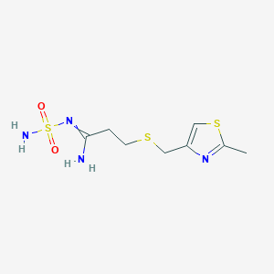 molecular formula C8H14N4O2S3 B11713639 3-{[(2-methyl-1,3-thiazol-4-yl)methyl]sulfanyl}-N-sulfamoylpropanimidamide 