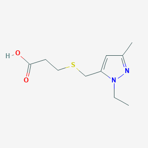 molecular formula C10H16N2O2S B11713646 3-{[(1-ethyl-3-methyl-1H-pyrazol-5-yl)methyl]sulfanyl}propanoic acid 