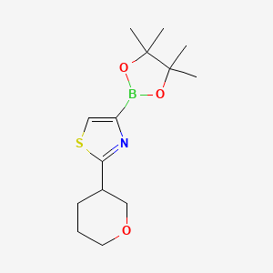 molecular formula C14H22BNO3S B11713754 2-(Oxan-3-yl)-4-(4,4,5,5-tetramethyl-1,3,2-dioxaborolan-2-yl)-1,3-thiazole 