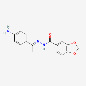 molecular formula C16H15N3O3 B11713764 N'-[(1E)-1-(4-aminophenyl)ethylidene]-1,3-benzodioxole-5-carbohydrazide 