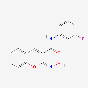 molecular formula C16H11FN2O3 B11713855 (2Z)-N-(3-fluorophenyl)-2-(hydroxyimino)-2H-chromene-3-carboxamide 