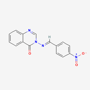 molecular formula C15H10N4O3 B11713889 3-[(E)-[(4-nitrophenyl)methylidene]amino]-3,4-dihydroquinazolin-4-one 