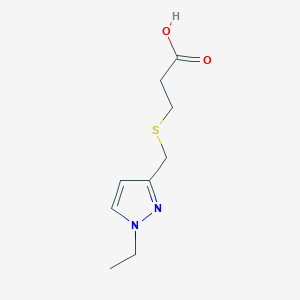 molecular formula C9H14N2O2S B11713968 3-{[(1-ethyl-1H-pyrazol-3-yl)methyl]thio}propanoic acid CAS No. 1171091-35-2