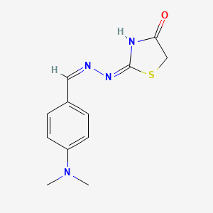 molecular formula C12H14N4OS B11713990 (2Z)-2-[(2E)-2-{[4-(dimethylamino)phenyl]methylidene}hydrazin-1-ylidene]-1,3-thiazolidin-4-one 