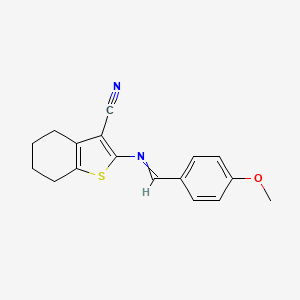 molecular formula C17H16N2OS B11714005 2-[(E)-[(4-Methoxyphenyl)methylidene]amino]-4,5,6,7-tetrahydro-1-benzothiophene-3-carbonitrile 