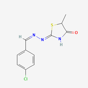 (2E)-2-[(2E)-2-[(4-chlorophenyl)methylidene]hydrazin-1-ylidene]-5-methyl-1,3-thiazolidin-4-one