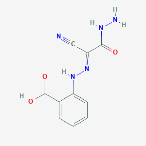 molecular formula C10H9N5O3 B11714050 2-[2-(1-Cyano-2-hydrazino-2-oxoethylidene)hydrazino]benzoic acid 