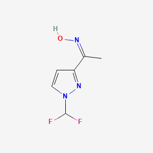 molecular formula C6H7F2N3O B11714094 (E)-N-{1-[1-(difluoromethyl)-1H-pyrazol-3-yl]ethylidene}hydroxylamine 