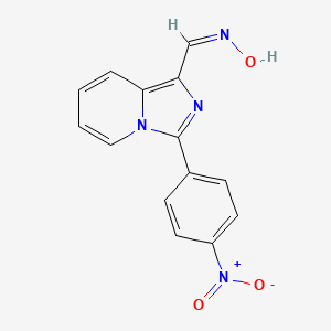 molecular formula C14H10N4O3 B11714196 (E)-N-{[3-(4-nitrophenyl)imidazo[1,5-a]pyridin-1-yl]methylidene}hydroxylamine 