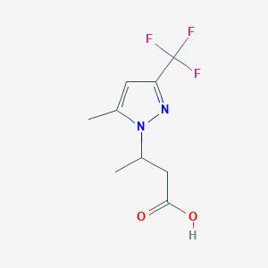 molecular formula C9H11F3N2O2 B11714227 3-[5-Methyl-3-(trifluoromethyl)-1H-pyrazol-1-yl]butanoic acid 