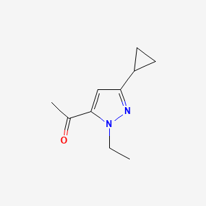 molecular formula C10H14N2O B11714289 1-(3-Cyclopropyl-1-ethyl-1H-pyrazol-5-yl)ethanone 