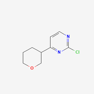 molecular formula C9H11ClN2O B11714421 2-Chloro-4-(oxan-3-yl)pyrimidine 