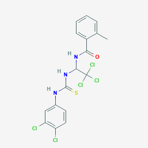 molecular formula C17H14Cl5N3OS B11714428 2-Methyl-N-(2,2,2-trichloro-1-{[(3,4-dichlorophenyl)carbamothioyl]amino}ethyl)benzamide 