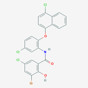 3-bromo-5-chloro-N-{5-chloro-2-[(4-chloronaphthalen-1-yl)oxy]phenyl}-2-hydroxybenzamide