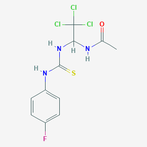 molecular formula C11H11Cl3FN3OS B11714489 N-(2,2,2-Trichloro-1-(3-(4-fluoro-phenyl)-thioureido)-ethyl)-acetamide 