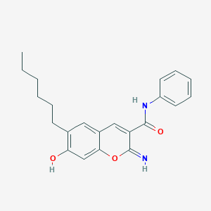 6-hexyl-7-hydroxy-2-imino-N-phenyl-2H-chromene-3-carboxamide