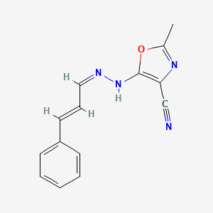 molecular formula C14H12N4O B11714558 2-Methyl-5-[(E)-2-[(2E)-3-phenylprop-2-EN-1-ylidene]hydrazin-1-YL]-1,3-oxazole-4-carbonitrile 