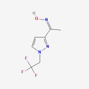 molecular formula C7H8F3N3O B11714573 (E)-N-{1-[1-(2,2,2-trifluoroethyl)-1H-pyrazol-3-yl]ethylidene}hydroxylamine 