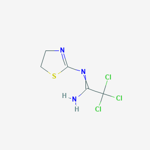 molecular formula C5H6Cl3N3S B11714651 2,2,2-trichloro-N-[(2Z)-1,3-thiazolidin-2-ylidene]ethanimidamide 