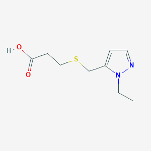 molecular formula C9H14N2O2S B11714652 3-{[(1-ethyl-1H-pyrazol-5-yl)methyl]sulfanyl}propanoic acid 