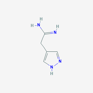 molecular formula C5H8N4 B11714655 2-(1H-pyrazol-4-yl)ethanimidamide 