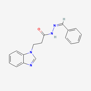 molecular formula C17H16N4O B11714743 3-(1H-1,3-benzodiazol-1-yl)-N'-[(1E)-phenylmethylidene]propanehydrazide 