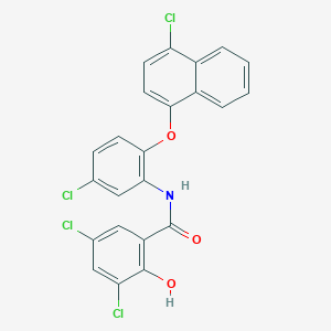 3,5-dichloro-N-{5-chloro-2-[(4-chloronaphthalen-1-yl)oxy]phenyl}-2-hydroxybenzamide